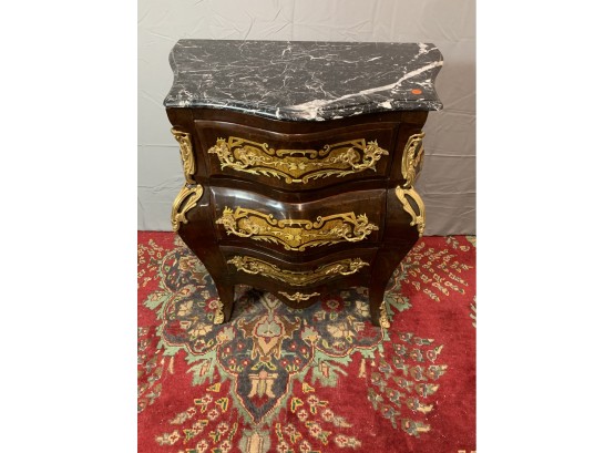 3 Drawer Bombay Style Chest With Gold Detail And Marble Top