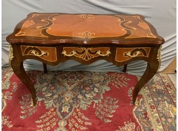 Inlaid Flat Top Desk With Ormolu Detail