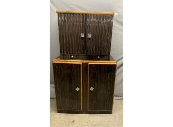 Art Deco Style Two Piece Bar Cabinet With Mirrored Top