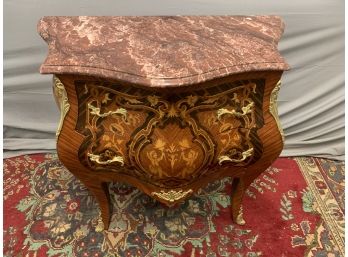 Marble Top Bombay 2 Drawer Inlaid Commode