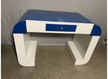 Blue And White Art Deco Style Desk With Drawer