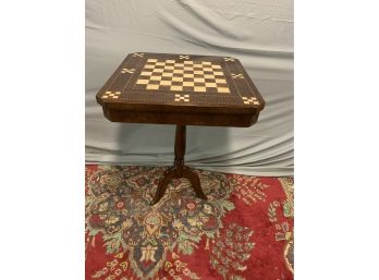 Inlaid Game Table With A Pedestal Base