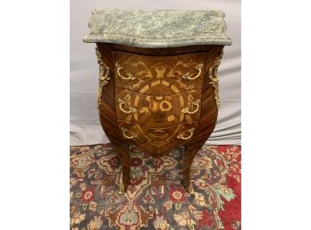 Inlaid Marble Top Bombay Stand With 3 Drawers