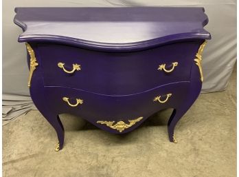 Purple Painted Bombay Chest With 2 Drawers And Gold Ormolu