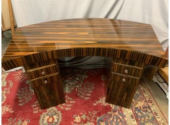 Arched Shaped Zebra Wood Desk That Comes Apart In 3 Pieces