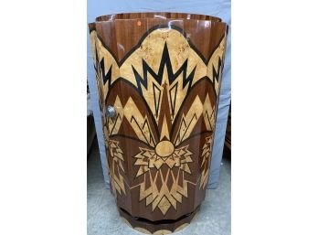 1 Door 1/2 Round Cabinet With Inlaid And Painted Front Art Deco Style