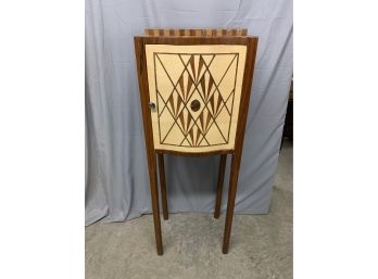 Tall 1 Door Bar Cabinet With Inlaid Front