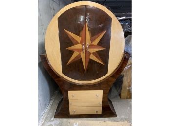 Star Inlaid Double Door Cabinet With 3 Drawers Art Deco Design