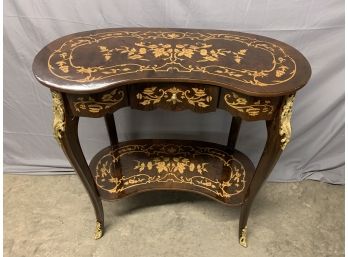 Kidney Shaped Side Table With Great Inlay Work And Gold Ormolu
