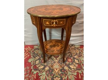 Oval Inlaid Table With A Drawer