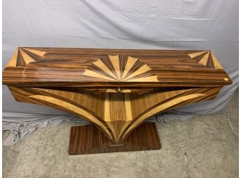 Inlaid Hall Table With A V Shaped Base And A Drawer