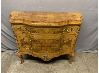 Bombay Style Burled 3 Drawer Chest With Great Ormolu Details
