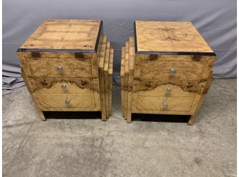 Pair Of Art Deco Style End Tables With Burled Detail