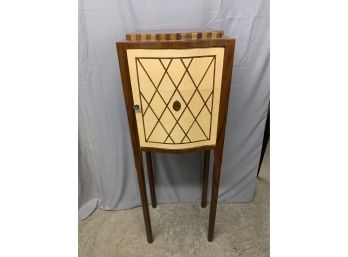 Tall 1 Door Bar Cabinet With Inlaid Front