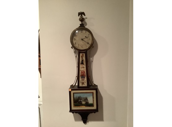 Chelsea Weight Driven Banjo Clock With The Uss Constitution And Gurriere