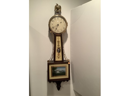 Waltham Weight Driven Banjo Clock With A George Washington Front