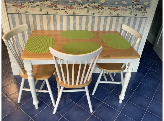 This Is A Nice White Base Maple Table With 3 Chairs