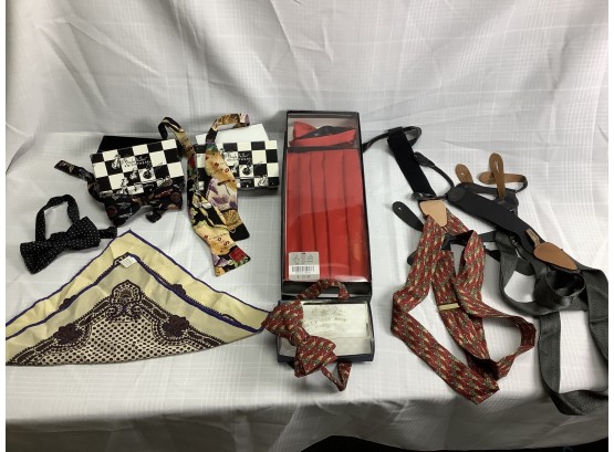 Assorted Ties, Spenders, And Italian Scarf