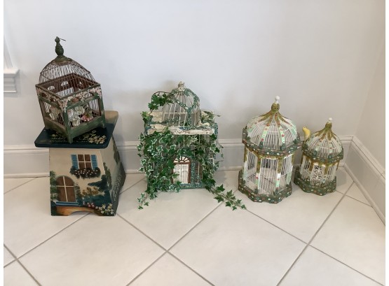 Assorted Decorative Bird Houses And Stand