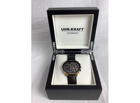 Uhr-Kraft German Watch Chronograph Dual Time Model 27004/2RG With Original Box And Paperwork