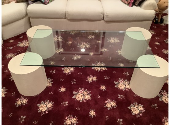 Retro Style Glass Top Coffee Table With One End Table