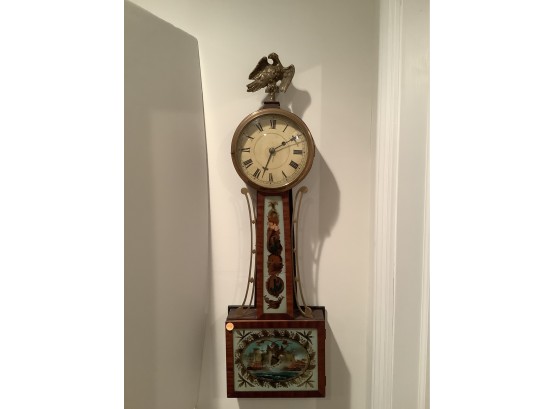 Weight Driven Banjo Clock With Uss Constitution