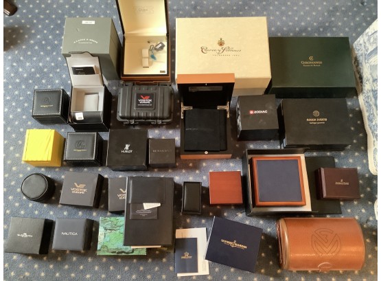 Assorted Watch Boxes Including Some Watch Parts
