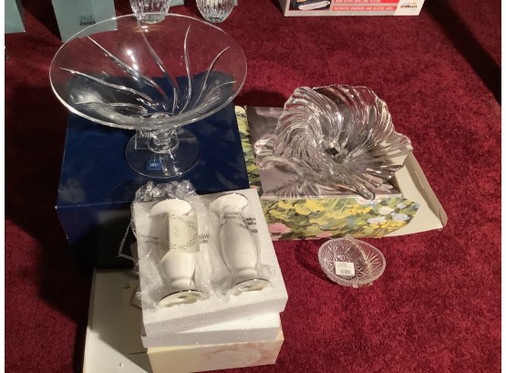 3 Pieces Od Mikasa Crystal And Lenox Candle Sticks