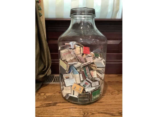 Large Glass Jug With Assorted Match Books