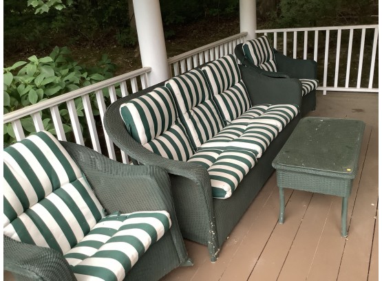Set Of 4 Patio Set With Sofa, Arm Chair, Rocker, And Coffee Table