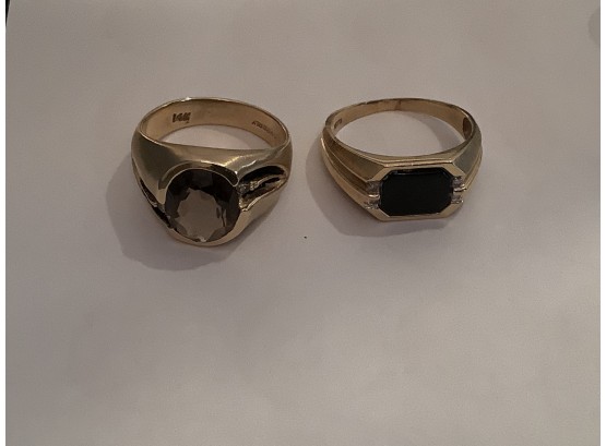 2-14k Gold Rings With Gemstones 12.9 Grams