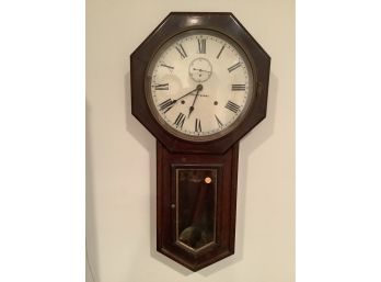 Seth Thomas School House Regulator Clock In Mahogany Case