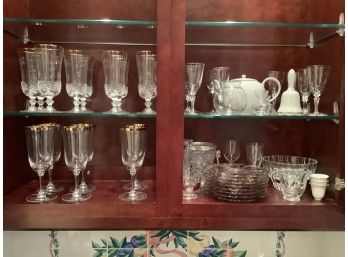 Contents Of 4 Cabinets Including Quality Stemware Like Vera Wang Wedgewood