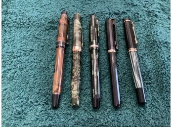5 Antique Pens Gold Tipped