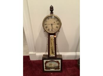 L. Curtis Weight Driven Banjo Clock With Reverse Painted Middle And Lower