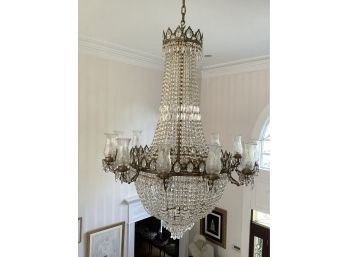 5 Ft Tall Crystal And Bronze Large Chandelier