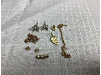 4.1 Grams Of 14kt Gold Jewelry Parts Including Earring Setting And Part Of Diamond Bracelet