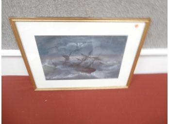 Signed Marine Pastel Painting