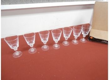 7 Unsigned Crystal Wine Glasses