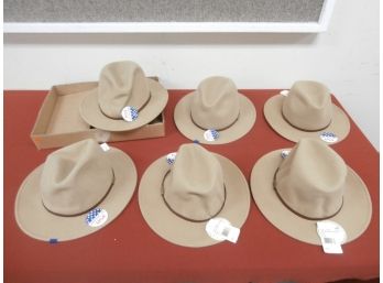 6 Stetson Crushable 100% Wool Hats, Brand New With Tags, Made In The USA, COLOR: SAND