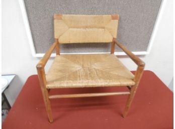 Mid Century Modern Rushed Seat, Tapered Leg Arm Chair