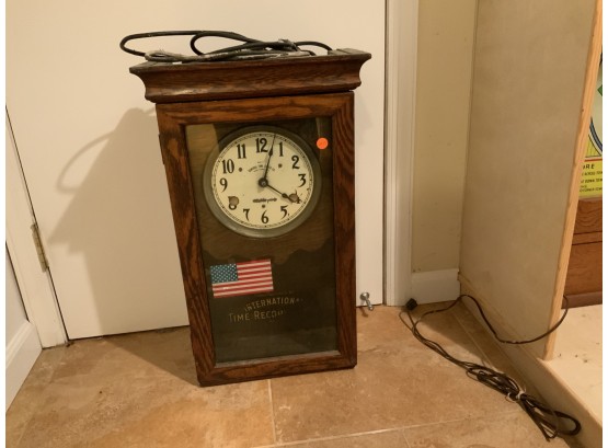 Time Clock Wood Case Antique Electric Central Time Clock New York City