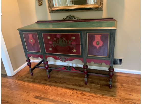 Art Deco Buffet, Custom Painted With 2 Doors And 2 Drawers