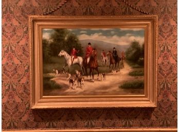 2 Pieces Of Art Including A Hunt Scene That Is Signed