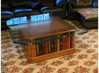 Library Table With Doors And Glass Top