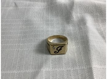 14k Gold Initial 'j' Diamond Ring 12.9 Grams