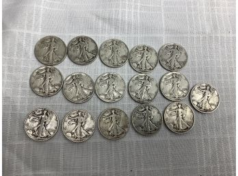 16 Walking Liberty Half Dollars All 1940's In Various Conditions
