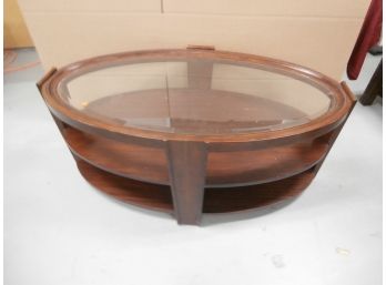 Oval Beveled Glass Inset Coffee Table