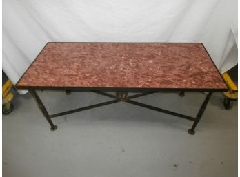Marble Inset Coffee Table With Iron Base