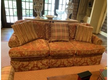 Custom Sofa And Fabric Kravet Inverness With Skirt Contrast Welt Spring Down Seat Cushions